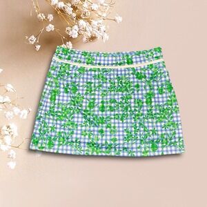 PRO TOUR COOLPLAY Womens Golf Skort Blue White Gingham Check Green Floral XL NWT